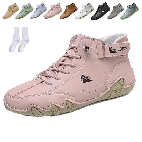 Snrtevu Alpaca Barfußschuhe, Alpaca-Ergonomischer, Wasserdichter & Schmerzlindernder Leder-BarfußSchuh, Schuhe Damen, Wasserdichte und Atmungsaktive OrthopäDische Barfuss Schuhe (Rosa,37) von Snrtevu