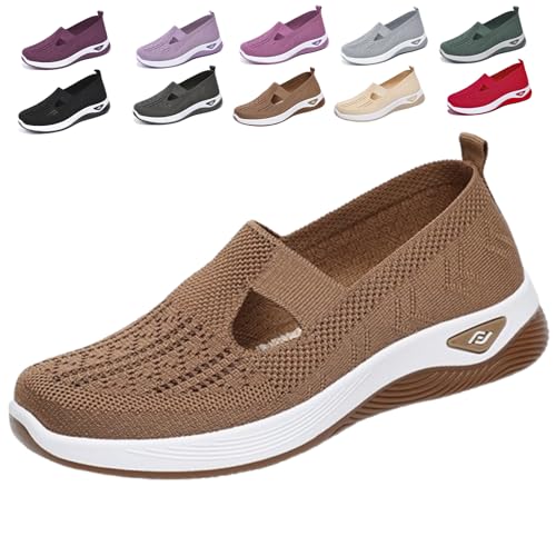 Snrtevu Annelie Schuhe Damen, Annelie - Der Sommerschuhe, Der Leichtigkeit SpüRbar Macht, Rutschfeste, Bequeme Und Leichte OrthopäDische Schuhe Damen Mit Breiter Zehenpartie (Kaffee,41) von Snrtevu