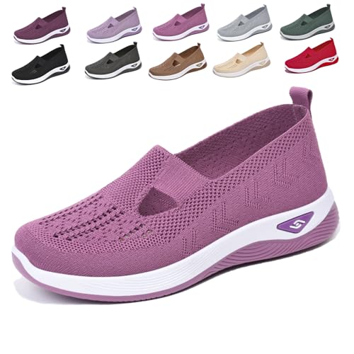 Snrtevu Annelie Schuhe Damen, Annelie - Der Sommerschuhe, Der Leichtigkeit SpüRbar Macht, Rutschfeste, Bequeme Und Leichte OrthopäDische Schuhe Damen Mit Breiter Zehenpartie (Lila,37) von Snrtevu