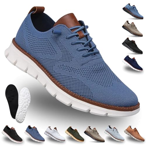 Snrtevu Easy Step Atmungsaktiver Mesh-Sneaker, Mesh Oxford Schuhe Herren, Leichte Atmungsaktive, Geeignet FüR Business Und Freizeit (Blau,41) von Snrtevu