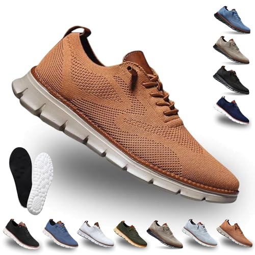 Snrtevu Easy Step Atmungsaktiver Mesh-Sneaker, Mesh Oxford Schuhe Herren, Leichte Atmungsaktive, Geeignet FüR Business Und Freizeit (Braun,48) von Snrtevu