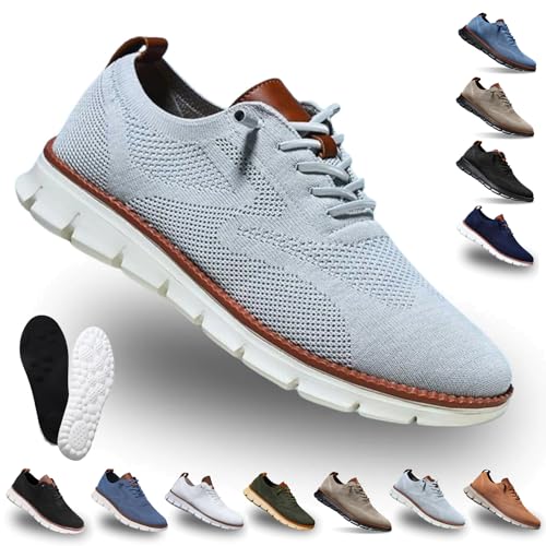 Snrtevu Easy Step Atmungsaktiver Mesh-Sneaker, Mesh Oxford Schuhe Herren, Leichte Atmungsaktive, Geeignet FüR Business Und Freizeit (Hellgrau,45) von Snrtevu