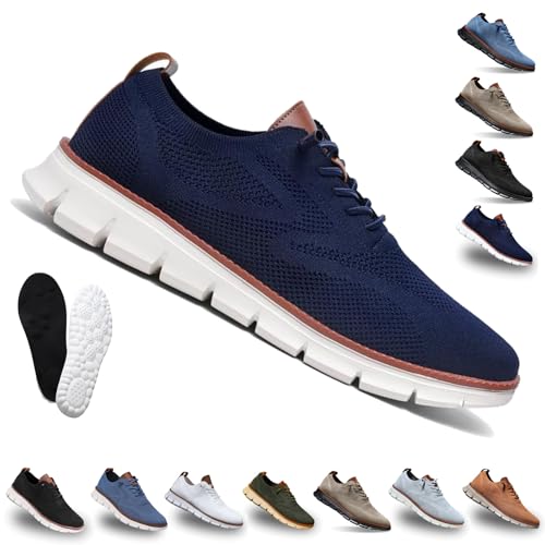 Snrtevu Easy Step Atmungsaktiver Mesh-Sneaker, Mesh Oxford Schuhe Herren, Leichte Atmungsaktive, Geeignet FüR Business Und Freizeit (Marineblau,41) von Snrtevu