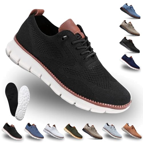 Snrtevu Easy Step Atmungsaktiver Mesh-Sneaker, Mesh Oxford Schuhe Herren, Leichte Atmungsaktive, Geeignet FüR Business Und Freizeit (Schwarz,44) von Snrtevu