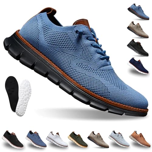 Snrtevu Easy Step Atmungsaktiver Mesh-Sneaker, Mesh Oxford Schuhe Herren, Leichte Atmungsaktive, Geeignet FüR Business Und Freizeit (Schwarz-Blau,43) von Snrtevu