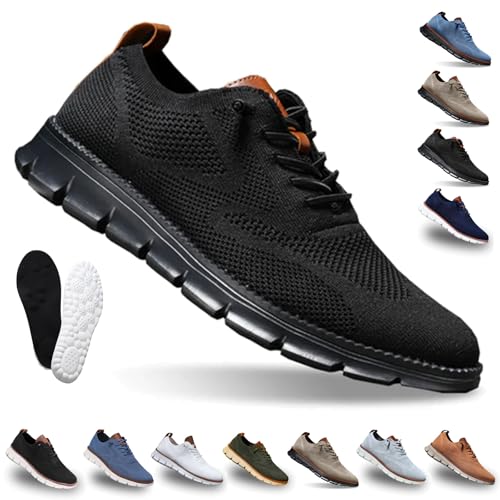 Snrtevu Easy Step Atmungsaktiver Mesh-Sneaker, Mesh Oxford Schuhe Herren, Leichte Atmungsaktive, Geeignet FüR Business Und Freizeit (Schwarz-Schwarz,43) von Snrtevu