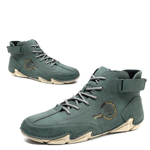 Snrtevu FeelFree – ergonomische, wasserdichte & schmerzlindernde Barfußschuhe für Herbst und Winter, Waterproof Leather Barefoot Shoes Herren orthopädische (Green,40) von Snrtevu