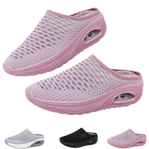 Snrtevu Hatme Orthopädische Hausschuhe, Hausschuhe Orthopädisch Damen, Orthopädische Slip In Schuhe, Slip On Clogs Mit Luftpolster Fußgewölbeunterstützung, Rutschfester Komfort (PINK,35) von Snrtevu