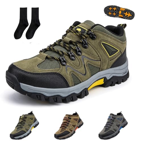 Snrtevu Herren Outdoor-Schuhe, Treckingschuhe Herren Leichte Wanderschuhe, Wasserdicht & rutschfest FüR Trekking & Wanderungen, Trailrunning Und Bergtouren Im Sommer (Armygrün,44) von Snrtevu