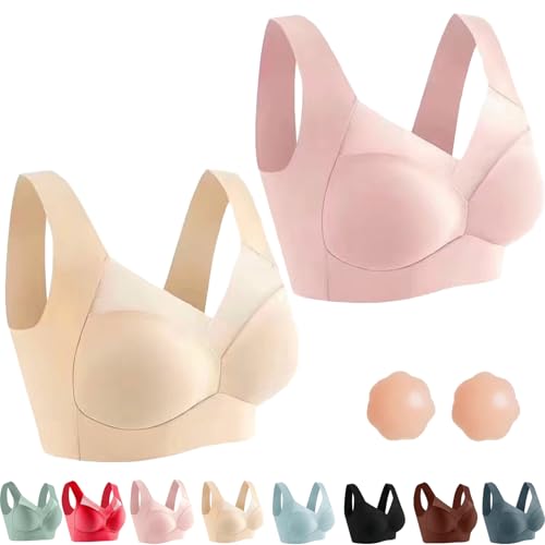 Snrtevu Kundies BH,Kundies OrthopäDischer Und BüGelloser BH,Kundies Haltungskorrektur-Bra Klassischer Ultrakomfortable Bra Top (Mix e*2,3XL) von Snrtevu