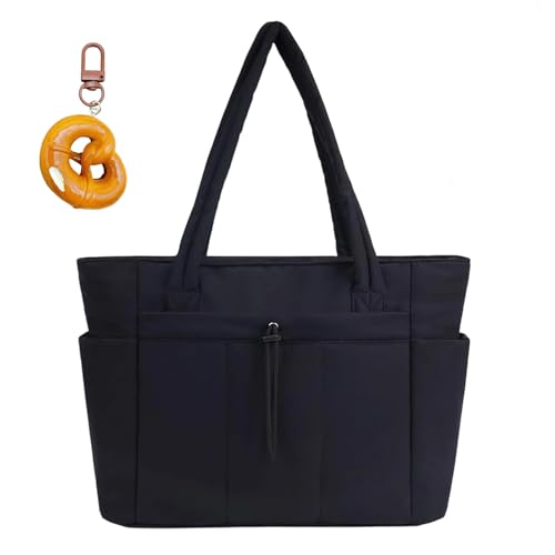 Snrtevu Luvtoo The Ultimate Puffer Tote Bag, Luvtoo Puffer Tote Bag, Large Quilted Handbag with Compartments and Zip for Work School Office and Travel (Black) von Snrtevu