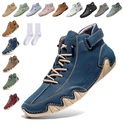 Snrtevu Mivoxa Schuhe Leder Herren, BarfußSchuhe Herren, Alpaca Barfuss Schuhe Damen, wasserdichte Und Atmungsaktive OrthopäDische Schuhes (Dunkelblau,43) von Snrtevu