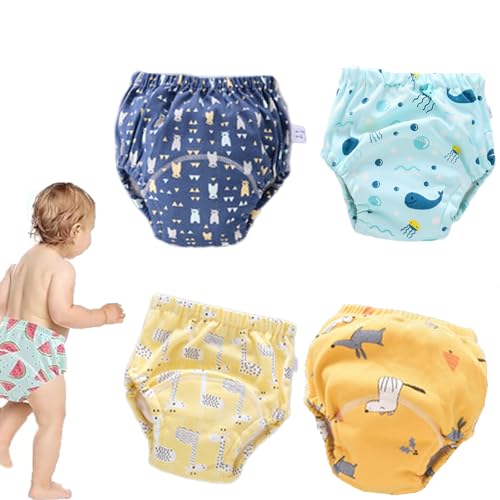 Snrtevu Nassfrei Absorbierende Kleinkind-Unterwäsche, Nassfrei Trainingsunterwäsche, Windelhöschen Für Kinder Waschbare, Töpfchen Trainingshose Kinder, Potty Training Pants (4PCS-4,L) von Snrtevu
