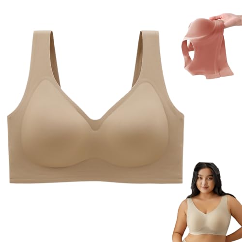 Snrtevu Nubelle BH, Nubelle - Nahtloser Premium BH Große Größen, Damen Bra ohne bügel mit tiefem V-Ausschnitt, Nahtlose Passform für unsichtbaren Komfort (Hautfarbe,3XL) von Snrtevu