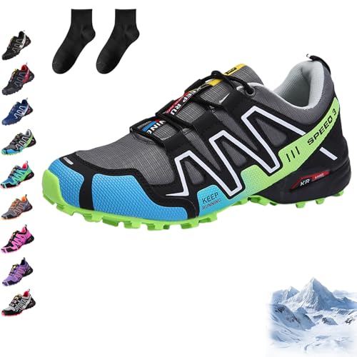 Snrtevu Ortho Trekking Schuhe Herren, Orthotrekking-Ergonomischer Schmerzlindernder Trekking U.-Wanderschuh, Bergexperten Schuhe Orthotrekking, rutschfeste, Fit Gesunde (Grau - Grün,44) von Snrtevu