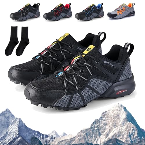 Snrtevu Orthobalance - OrthopäDische Schmerzlindernde Wanderschuhe, Ortho Trekking Schuhe Herren, Atmungsaktive, rutschfeste Wanderschuhe Herren, FüR Wandern Und Spazierengehen (Schwarz,42) von Snrtevu