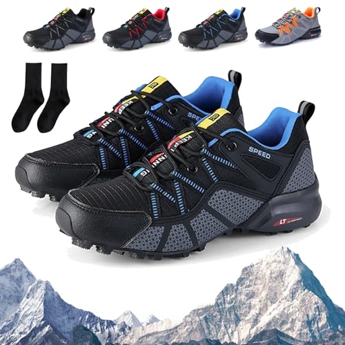 Snrtevu Orthobalance - OrthopäDische Schmerzlindernde Wanderschuhe, Ortho Trekking Schuhe Herren, Atmungsaktive, rutschfeste Wanderschuhe Herren, FüR Wandern Und Spazierengehen (Schwarz-Blau,41) von Snrtevu
