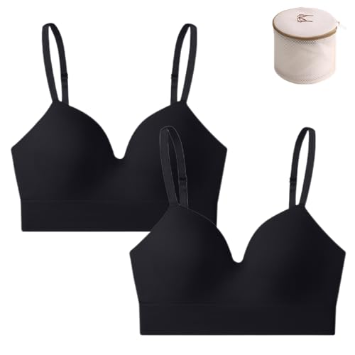 Snrtevu Rose On Six BH, Rosensix Bra, Daily Essential BH Mit Vollständiger Abdeckung, Bügelfreiem Design, Genieße Alltäglichen Komfort Und Support, Soft Tshirt Schlaf Bra (2PCS-5,XXL) von Snrtevu