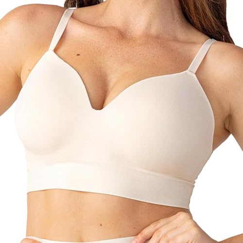 Snrtevu Rose On Six BH, Rosensix Bra, Daily Essential BH Mit Vollständiger Abdeckung, Bügelfreiem Design, Genieße Alltäglichen Komfort Und Support, Soft Tshirt Schlaf Bra (White,L) von Snrtevu