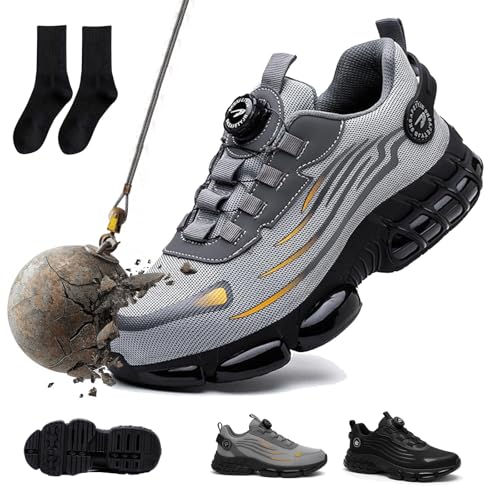 Snrtevu Vanolo Steelstep Ortho S3 Pro, Arbeitsschuhe Herren Leicht, Anti-Smash Und Anti-Punktur OrthopäDische Sicherheitsschuhe Mit KnopfschnüRung, Atmungsaktive (36,Grau) von Snrtevu