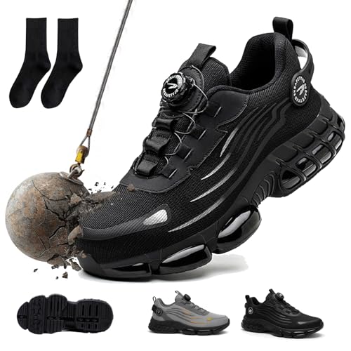 Snrtevu Vanolo Steelstep Ortho S3 Pro, Arbeitsschuhe Herren Leicht, Anti-Smash Und Anti-Punktur OrthopäDische Sicherheitsschuhe Mit KnopfschnüRung, Atmungsaktive (36,Schwarz) von Snrtevu