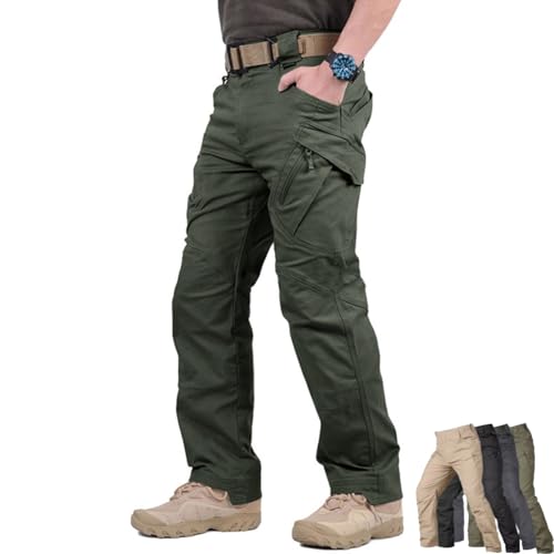 Snrtevu Venority Arbeits Hosen,ApexCargo Ultra-robuste Arbeitshose,mit 10 Taschen Herren Outdoor Taktische Hose,Leichte Kampfhose Für Arbeit Und Freizeit (Armeegrün,M) von Snrtevu