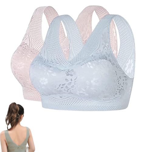 Snrtevu Wmbra BH Original, Wmbra BH Für Seniorinnen, Ultra-Dünner Atmungsaktiver Natürliche Eleganz Unsichtbare Unterstützung Bügellos Nahtloser V-Rücken-Bra, Abnehmbare Polster (2PCS-12,M) von Snrtevu