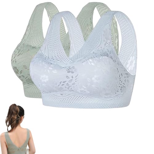 Snrtevu Wmbra BH Original, Wmbra BH Für Seniorinnen, Ultra-Dünner Atmungsaktiver Natürliche Eleganz Unsichtbare Unterstützung Bügellos Nahtloser V-Rücken-Bra, Abnehmbare Polster (2PCS-17,XL) von Snrtevu
