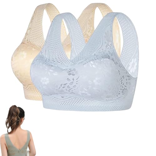 Snrtevu Wmbra BH Original, Wmbra BH Für Seniorinnen, Ultra-Dünner Atmungsaktiver Natürliche Eleganz Unsichtbare Unterstützung Bügellos Nahtloser V-Rücken-Bra, Abnehmbare Polster (2PCS-8,3XL) von Snrtevu