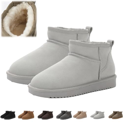 Snrtevu Wolkis 2.0 Damen Winter Stiefeletten - Extra Mini Boots Mit Fell Gefüttert für Den Außenbereich (Hellgrau, 38) von Snrtevu