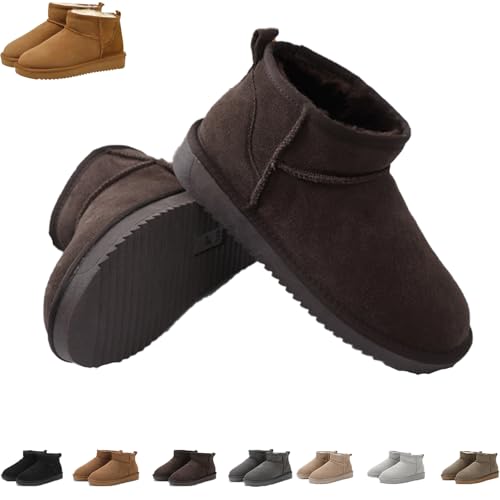 Snrtevu Wolkis 2.0 Damen Mini Winter Boots - Extra Warme Fell Stiefeletten für Den Außenbereich Mit Pelzfutter (Schokolade, 39) von Snrtevu