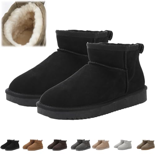 Snrtevu Wolkis 2.0 Damen Winter Stiefeletten, Extra Mini Boots Mit Fell Gefüttert für Den Außenbereich (Schwarz, 44) von Snrtevu