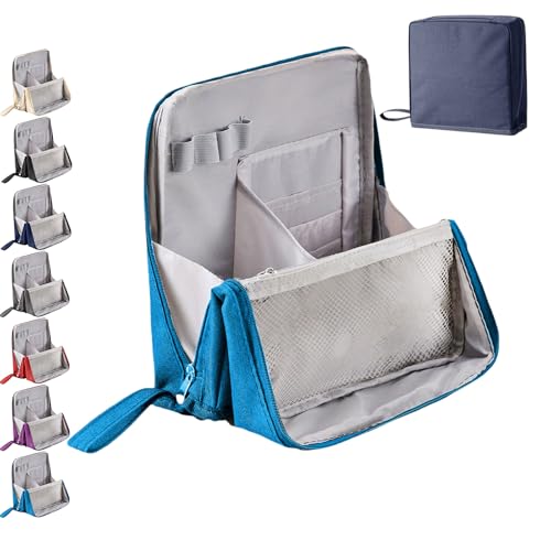 Standing Makeup Bag – Portable, Large Capacity, Makeup Organizer, Mit geräumigem vertikalem Design, Mehreren Fächern, Geeignet für Reisetoilettenartikel für Frauen und Mädchen (Blau) von Snrtevu