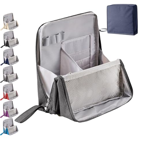 Standing Makeup Bag – Portable, Large Capacity, Makeup Organizer, Mit geräumigem vertikalem Design, Mehreren Fächern, Geeignet für Reisetoilettenartikel für Frauen und Mädchen (Grau) von Snrtevu