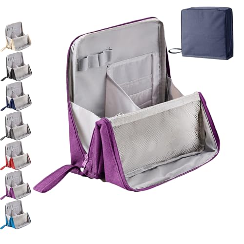 Standing Makeup Bag – Portable, Large Capacity, Makeup Organizer, Mit geräumigem vertikalem Design, Mehreren Fächern, Geeignet für Reisetoilettenartikel für Frauen und Mädchen (Lila) von Snrtevu