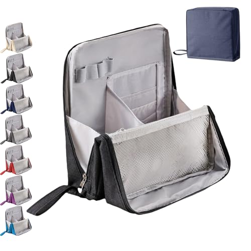 Standing Makeup Bag – Portable, Large Capacity, Makeup Organizer, Mit geräumigem vertikalem Design, Mehreren Fächern, Geeignet für Reisetoilettenartikel für Frauen und Mädchen (Schwarz) von Snrtevu