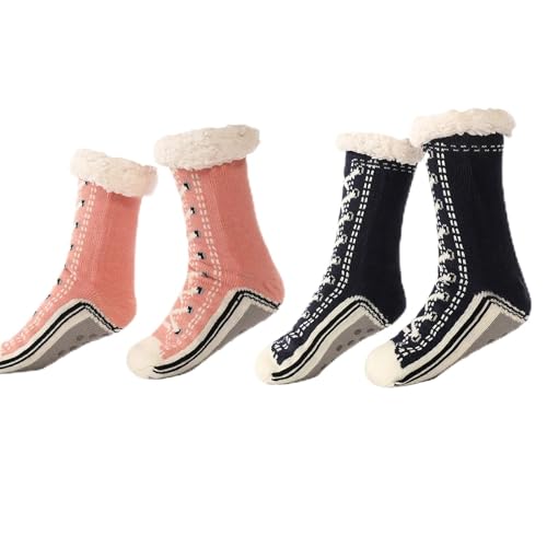 Ultra-thick Cashmere Slipper Home Socks, Women's Winter Non Slip Warm Home Socks, Fluffy Slipper Socks with Grippers, Fluffy, Warm, Knitted (M) von Snrtevu