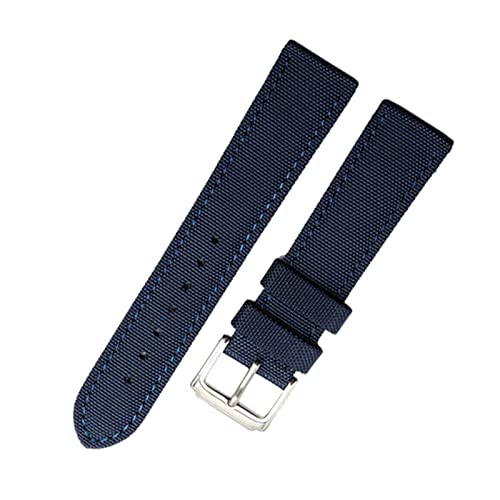 Nylon-Canvas-Uhrenarmband Strapazierfähiges, weiches Sportpolsterband Komfortables Lederfutterband 18/19/20/21/22/23/24mm, Blau, 18mm-silberne Verschluss von Snufeve