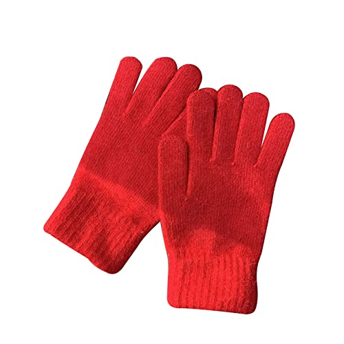 Snufeve Ganzfingerhandschuhe warme und dicke gestrickte Handschuhe im Freien, rot, Einheitsgröße von Snufeve