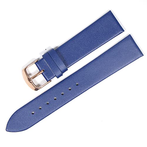 Uhrenarmband aus weichem Leder, 18 mm, 20 mm, 22 mm, Blau, Rosé-Gold, 14mm von Snufeve