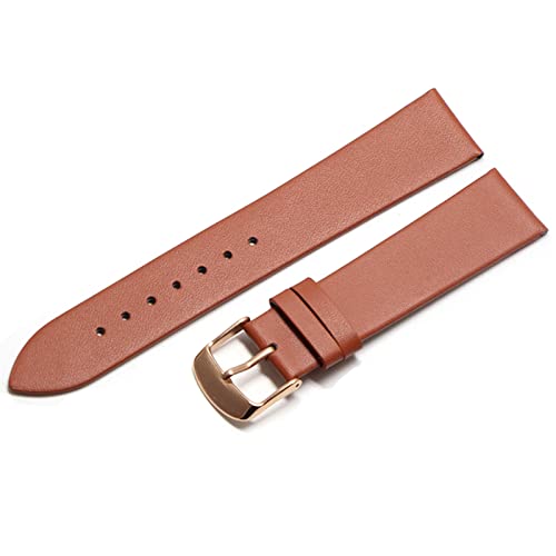 Uhrenarmband aus weichem Leder, 18 mm, 20 mm, 22 mm, Hellbraun, Roségold, 14mm von Snufeve