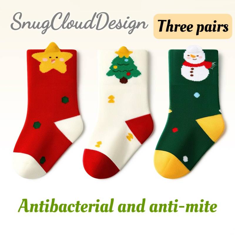 Baby Cotton Socks - 100% Soft Seamless Breathable For Newborns & Toddlers, Christmas Style Boys & Girls von SnugCloudDesign