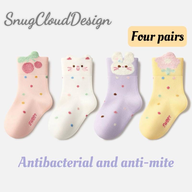 Baby Girl Cotton Socks - Spring Autumn Seamless Mid-Calf Infant Socks, Soft Non-Tight Newborn Toddler For All Seasons von SnugCloudDesign