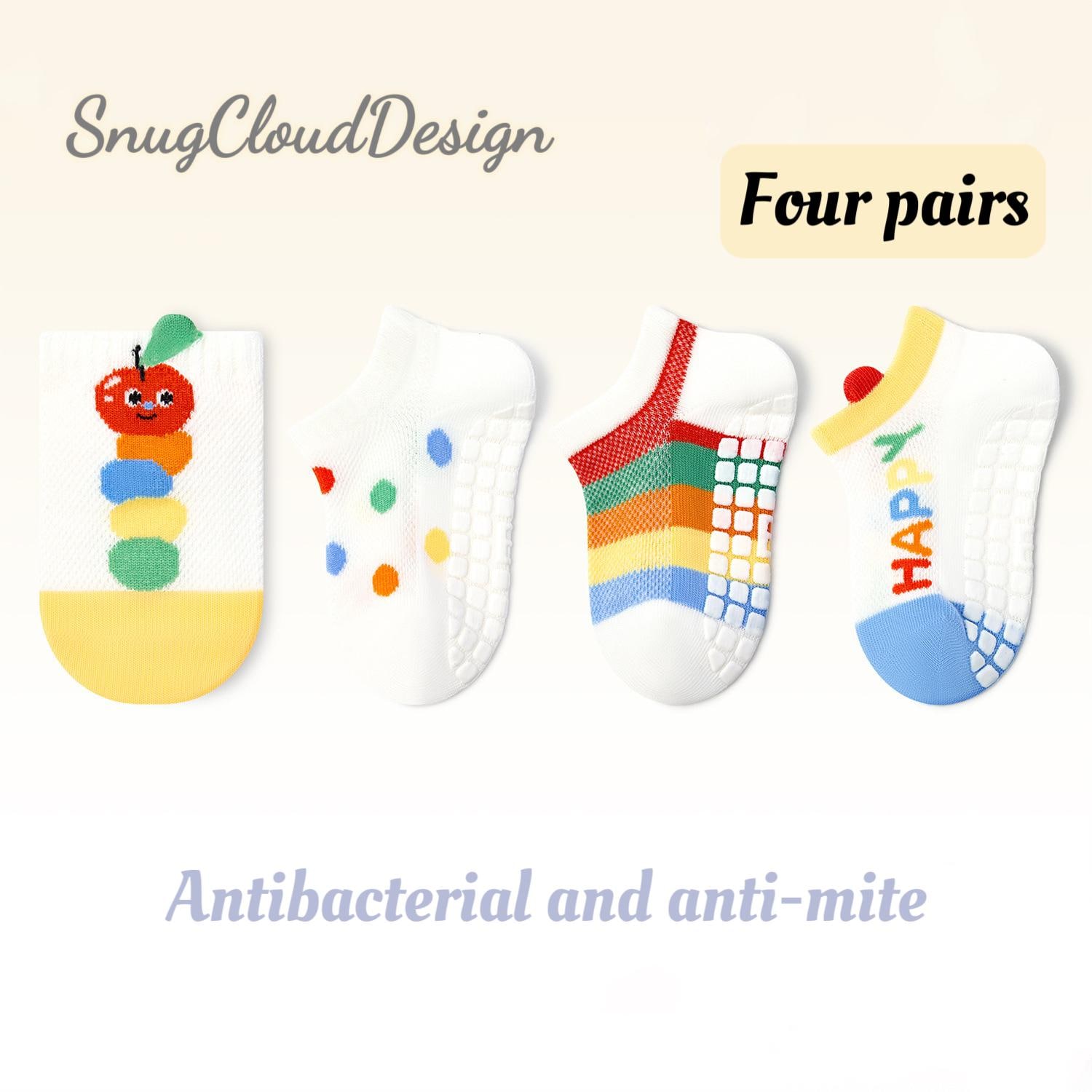 Baby Non Slip Cotton Ankle Socks Summer Breathable Mesh Infant Floor Anti Skid Cartoon Toddler Grips For Boys Girls von SnugCloudDesign
