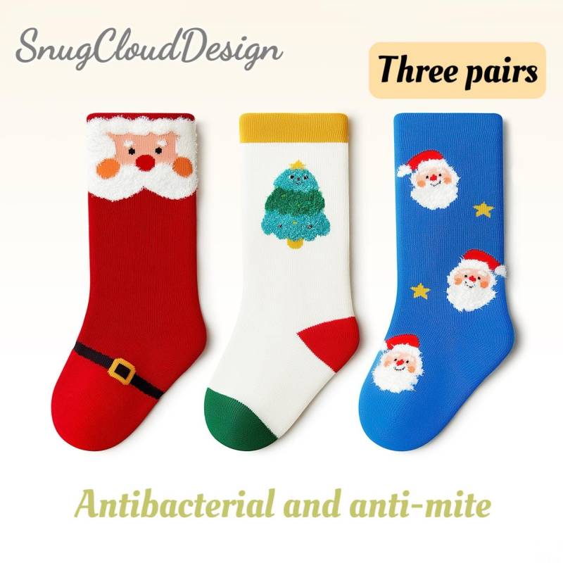 Baby Winter Cotton Crew Socks - Soft Seamless Warm For Infants & Toddlers, Christmas Style Boys & Girls von SnugCloudDesign