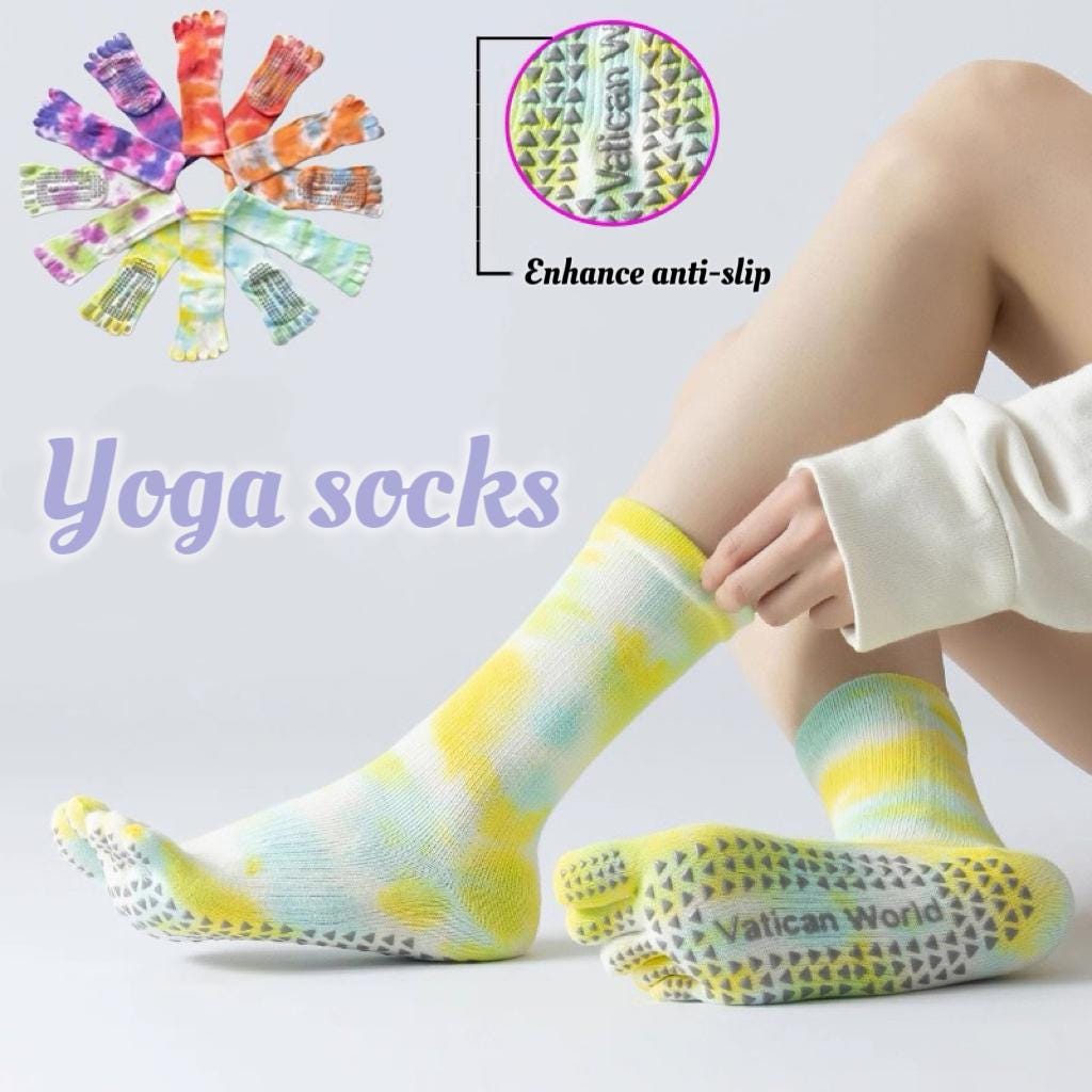 Non Slip Yoga Socks For Women - 5 Toe Grip Pilates Barre Gym, Dance, Floor Workout, Anti Skid von SnugCloudDesign