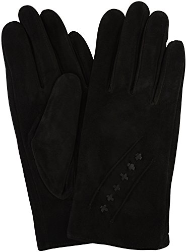 Snugrugs Damen Wildleder-Handschuhe mit Fleece-Futter und Kreuzstich-Design Gr. L 19 cm, schwarz von Snugrugs