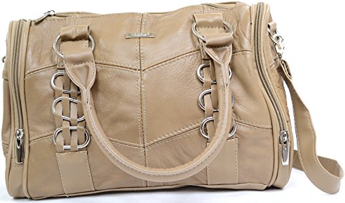 Damenhandtasche/Schultertasche aus weichem Leder, Beige - beige - Größe: One Size von Snugrugs