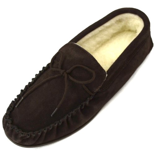 SNUGRUGS Damen Clara Low-Top Lammwolle Mokassin Hausschuhe, Braun - dunkelbraun - Größe: 38 EU von Snugrugs