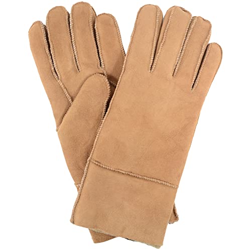 SNUGRUGS Damen-Handschuh aus 100 % echtem Schaffell, hellbraun, Medium von Snugrugs